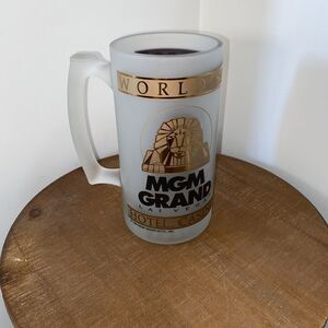 Vtg 1993 MGM Grand Hotel Las Vegas Casino Frosted Beer Glass Stein Mug, Rare!